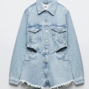 ZARA denim rhomper with cutouts
